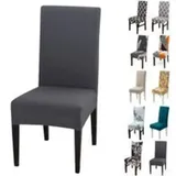 Stuhlhussen-set, 6 Universelle Stretch-stuhlhussen – Modern – Grau