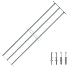 vidaXL Fenstergitter Verstellbar mit 3 Querstäben 100 x 45 cm Silber