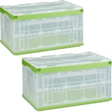 Relaxdays 2 x Transparente Transportbox mit Deckel