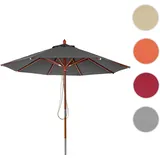 Mendler Gastronomie Holz-Sonnenschirm HWC-C57, Gartenschirm, Polyester/Holz 14kg, rund Ø3m Seilzug sto√üsicher ~ anthrazit