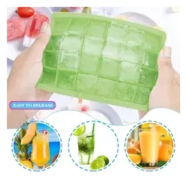 Intirilife 2x Eiswürfelformen in GRÜN – 2er Set à 24 Fächer Eiswürfel Silikonformen mit Deckel – 13x2.5x18 cm , Barzubehör & Weinzubehör, Barzubehör