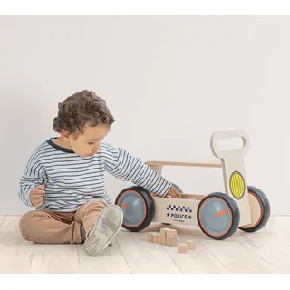 MamaToyz Holz Rutschauto & Lauflernwagen Polizei | Natur | 47x25x34 cm - Natur