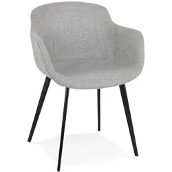 Kadima Design Polsterstuhl Mid-Century Vintage Look | 59x54x80cm | Armlehnen | Esszimmer & Homeoffice | Grau