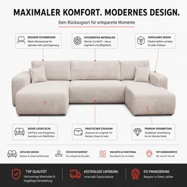 venasi Ecksofa U-Form Grau