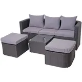 MCW Lounge-Set J37 4-Teilig Anthrazit Kissen Hellgrau