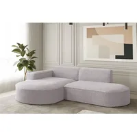 Fun Möbel Ecksofa Designersofa PALMA XS in Stoff Ascot Rose Ottomane Links - Schwarz