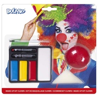 Boland 45064 - Schminkset Clown, mehrteiliges Make-Up Set für Karneval oder Halloween, Schminke für Faschingskostüme