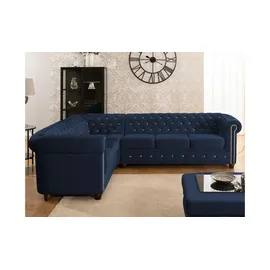S-Style Chesterfield Ecksofa Cleo Blink ¦ blau ¦ Maße (cm): B: 264 H: 72