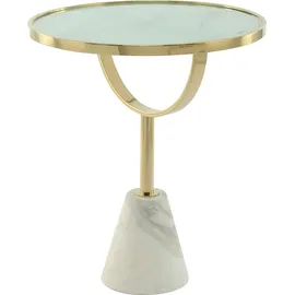 Kayoom Beistelltisch KAYOOM "Rocio, Ausgefallenes Design,Stabiler Marmor-Sockel", weiß, B:46cm H:54cm T:46cm, Tischplatte: 100% marmorisiertes Glas / Gestell: Marmor, Edelstahl, Tische, Beistelltisch, ausgefallenes Gestell, stabiler Marmorfuß, marmorierte 