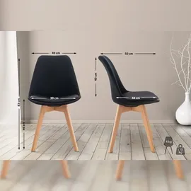 CLP 4er Set Esszimmerstuhl Linares Kunststoff I Stoff I Samt I Cord I Lederoptik I Lehnstuhl Mit Holzgestell