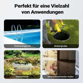 Wiltec Schmutzwasserpumpe Häcksler 31200 L/h 2200 W Förderhöhe bis 10 m