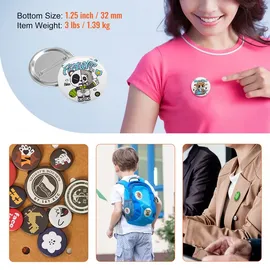 Vevor Buttonmaschine Knopfmachermaschine Zubehör Badge Punch Press 32 mm, DIY Badge Press Machine Ersatzteile 500 Stk, Abzeichenpressmaschine, Metall + Kunststoff / 250 + 250 Stk. Abzeichen