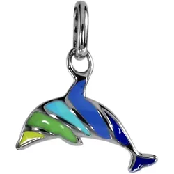 Ketten-Anhänger OSTSEE-SCHMUCK "Ostsee-Schmuck Anhänger Delfin Anhänger Delfin", bunt, Schmuckanhänger, Damen, 15 x 13mm, Silber 925 (Sterlingsilber), 0.4 g