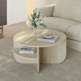[en.casa] Couchtisch Reykhon Ø80x41 cm Travertin