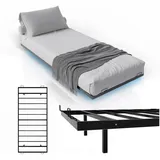 Juskys Metallbett Palamos 90x200 cm mit Lattenrost & LED Beleuchtung - Schwebebett Bett - Schwarz