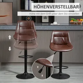 Homcom Barhocker 2er Set 46,5 x 50 x 88-108 cm Braun