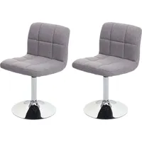 Mendler 2er-Set Esszimmerstuhl Kavala, Küchenstuhl Stuhl, Stoff/Textil Chrom drehbar