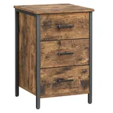 Mid.you Beistelltisch, Braun, Schwarz, Metall, Holzwerkstoff, Holzoptik, 3 Schublade(n) Schubladen, quadratisch, eckig, 40x40x60 cm, höhenverstellbar, Wohnzimmer, Wohnzimmertische, Beistelltische, Beistelltische Metall