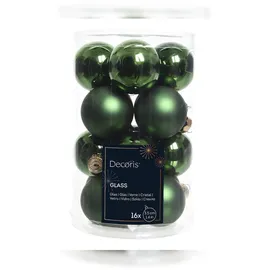 Kaemingk Weihnachtsbaumkugeln Glas 3,5 cm 16 Weihnachtskugeln 35mm ( grün - piniengrün ) Weihnachtskugeln Baumkugeln Christbaumkugeln Christbaumschmuck Christbaum-Kugeln Mini Dose
