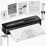 Omezizy Mobiler Drucker A4, M832 Thermodrucker Bluetooth für Unterwegs, 300DPI Monochromer Tragbarer Drucker unterstützt 5 Druckformate, Reisedrucker für Handy und Laptop - Schwarz