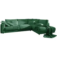 KAWOLA Ecksofa Madeline Cord Recamiere rechts smaragd