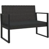 vidaXL Gartenbank mit Kissen Schwarz 106 cm Poly Rattan