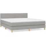 vidaXL Boxspringbett mit Matratze Hellgrau 160x200 cm Stoff