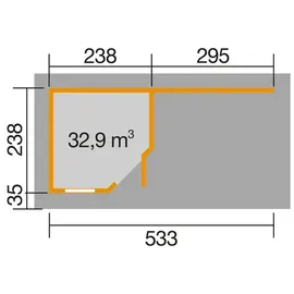 Weka Designhaus 213 Plus 5,50 x 2,50 m Rot