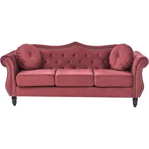 Beliani Sofa Samt 3-Sitzer Burgunderrot