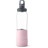 Emsa Trinkflasche Drink2Go Glas Fassungsvermögen: 0,7 Liter| Schraubverschluss | 100% dicht | spülmaschinenfest | Rosa