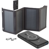 revolt Powerbank Induktion: Magnetische Powerbank + Falt-Solarpanel, 10.000 mAh, für Qi & MagSafe (Solar-Powerbank Qi, Solar-Powerbank Induktion)