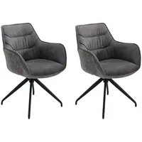 Home4You Polsterstühle 2er Set, Grau - Schwarz - Cord