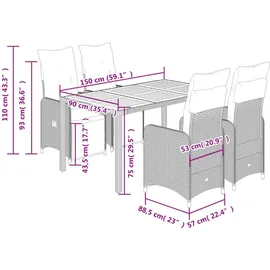 vidaXL Garten-Bistro-Set 5-tlg. Schwarz
