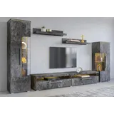 INOSIGN »India,Breite 290cm moderne Mediawand ohne Beleuchtung«, (Set, 5 St., fdete), Anbuwand (Set,5-St, 2xVitrine, 1TV-Schrank, 2xWandregal) viel Stauraum