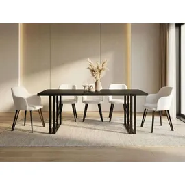 egen micha kliszczun Ausziehbarer Esstisch - Großer Tisch im Loft-Stil mit Schwarze Metallbeinen 160 bis 260 cm - Industrietisch für das Wohnzimmer - Spacesaver - Sch... - Schwarz