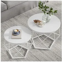 VASAGLE Beistelltisch, 2er Set abnehmbare Tischplatte, schneeweiß-wolkenweiß