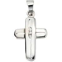 Kreuzanhänger JOBO "Anhänger Kreuz Weißgoldkreuz 17 mm", weißgold 585, Schmuckanhänger, Damen, Diamanten Weißgold 585, Diamanten, Weißgold 585, 585 Weißgold mit 3 Diamanten