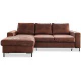 MID.YOU Ecksofa Lofty Lilly, Braun, Textil, Vintage, 3-Sitzer, Füllung: Polyetherschaumkern, Ottomane links, L-Form, 236x149 cm, Wohnzimmer, Sofas & Couches, Wohnlandschaften, Ecksofas mit Schlaffunktion