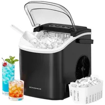 Songmics Eiswürfelbereiter tragbar, Eiswürfelmaschine mit Selbstreinigung, 2 Würfelgrößen,