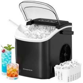 Songmics Eiswürfelbereiter tragbar, Eiswürfelmaschine mit Selbstreinigung, 2 Würfelgrößen,