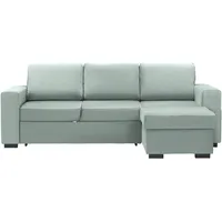 Carryhome Ecksofa, Mintgrün, Textil, Uni, 3-Sitzer, Ottomane rechts, seitenverkehrt montierbar, L-Form, 244x157 cm, Schlafen auf Sitzhöhe, Rücken echt, Wohnzimmer, Sofas & Couches, Wohnlandschaften, Ecksofas