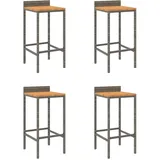 vidaXL Barhocker 4 St. Grau Poly Rattan und Massivholz Akazie 0 x 0 x 0 cm