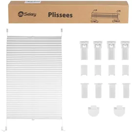 Sekey Plissee 65 x 130 cm Fenstergröße (Velux) weiß