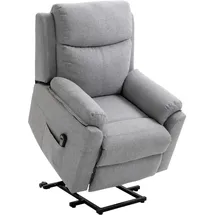 Homcom Fernsehsessel mit Aufstehhilfe Elektrisch Relaxsessel mit Liegefunktion, TV-Sessel mit Fernbedienung Seitentasche Taschenfederkern Leinenoptik Grau