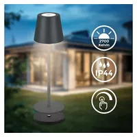 B.K.Licht - Tischlampe - 3W, 300lm, akku, led, dimmbar,