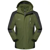 ASKSA Herren 3 in 1 Skijacke mit Fleece Warm Abnehmbar Doppeljacke Wasserdicht Winddicht, Armeegrün, 4xl - Grün - 4XL