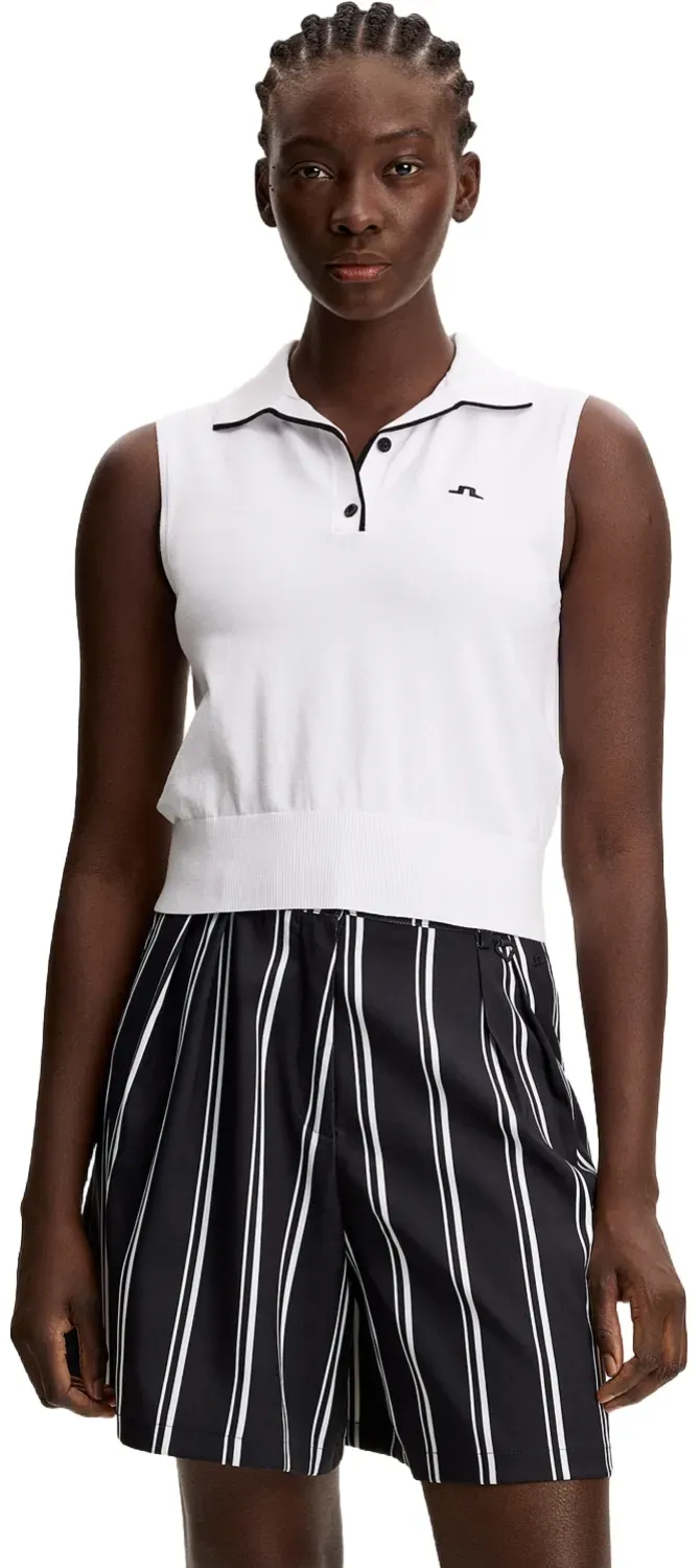 J. LINDEBERG Polo 30Y Becca Knit, ärmellos, weiss