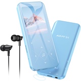 AGPTEK MP3 Player Bluetooth 5.3, 32GB HiFi Sound Musikplayer mit 2,4 Zoll TFT Farbbildschirm, Kopfhörer, Lautsprecher, Touch-Tasten, FM-Radio, E-Book, Aufnahme, Unterstüzt TF-128GB, Blau