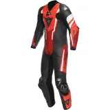 Dainese Kombi Misano 3 D-Air Perf. 1PC Leather Suit Air Bag Kombi, BLACK/RED/FLUO-RED, 52