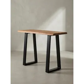KADIMA DESIGN Schreibtisch Massivholz Industriell 118x41 cm Akazie Live-Edge Goldbraun-Schwarz Schmal | Platzsparend Weser Kollektion Kadima Design